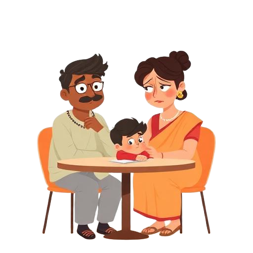 Illustration: parents reflecting on their child’s future
