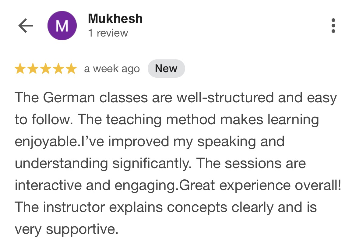 Learner review screenshot