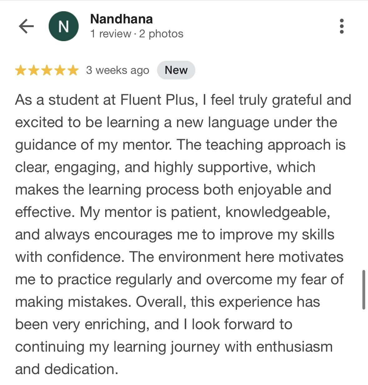 Learner review screenshot
